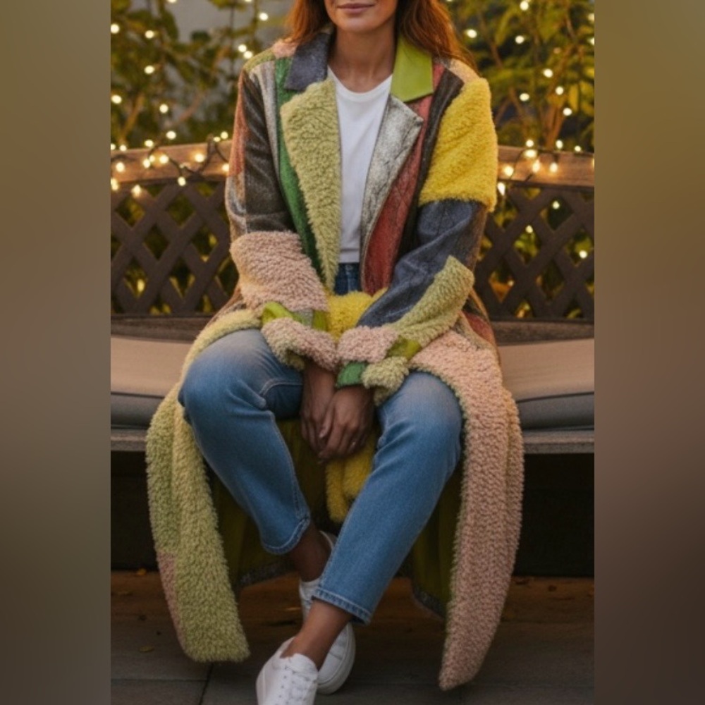 Colin Locascio x Free People Pamela Patchwork Lg Faux Snakeskin Long Belt Trench - Picture 16 of 16